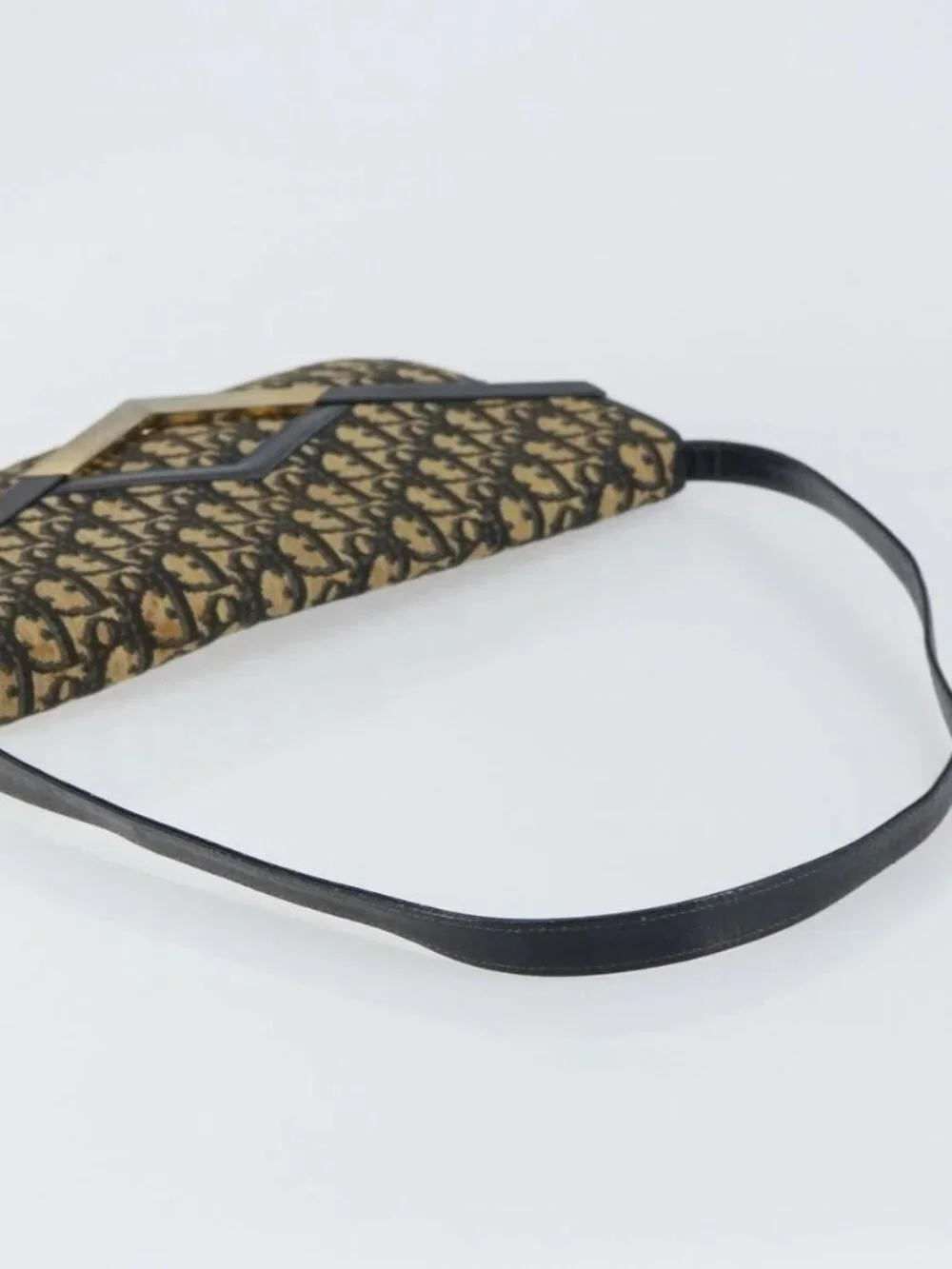 Christian Dior Trotter Canvas Shoulder Bag Navy Gold Auth 160820 - Picture 9 of 16